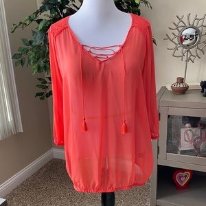 Lane Bryant Sheer Peasant Top